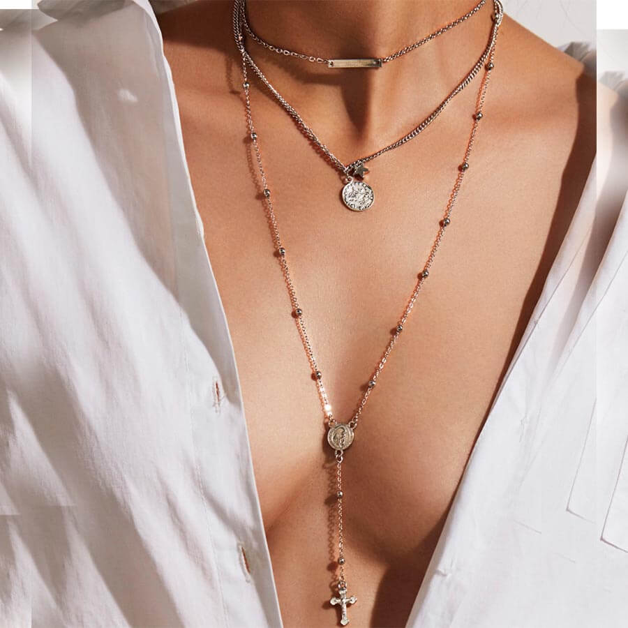 

Lovely Trendy Cross Gold Necklace
