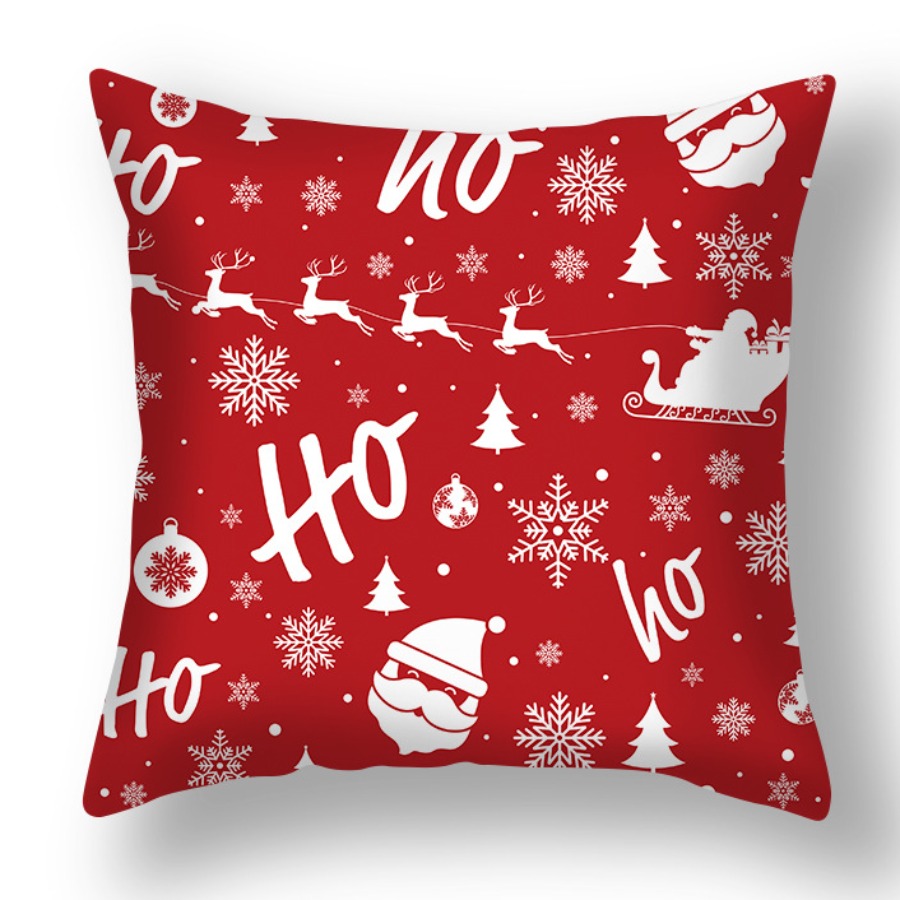 

Lovely Christmas Day Print Red Decorative Pillow Case