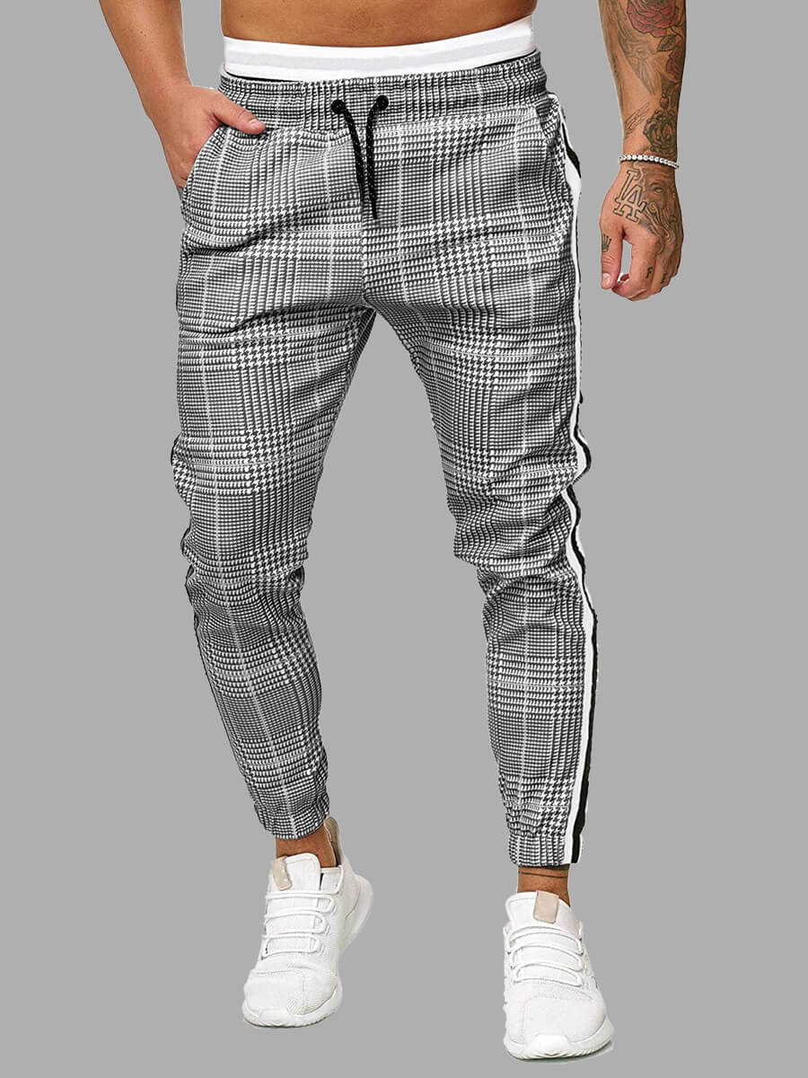 

Lovely Casual Grid Print Grey Men Pants