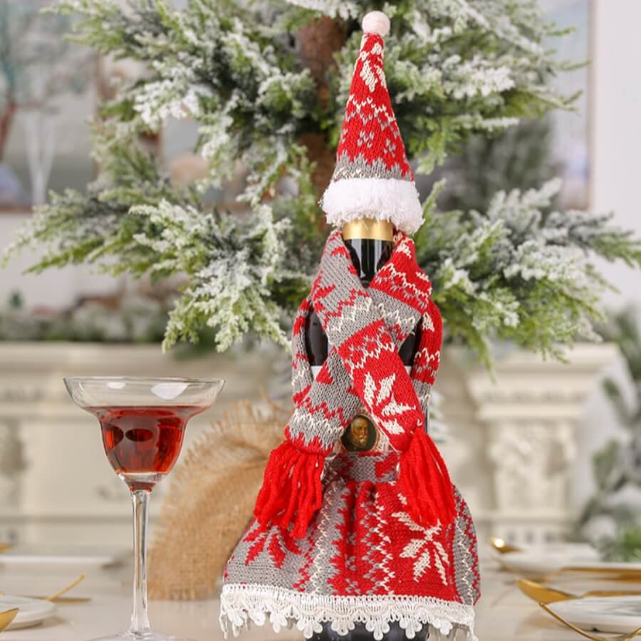 

Lovely Christmas Day Print Red Decorative Wine Bag