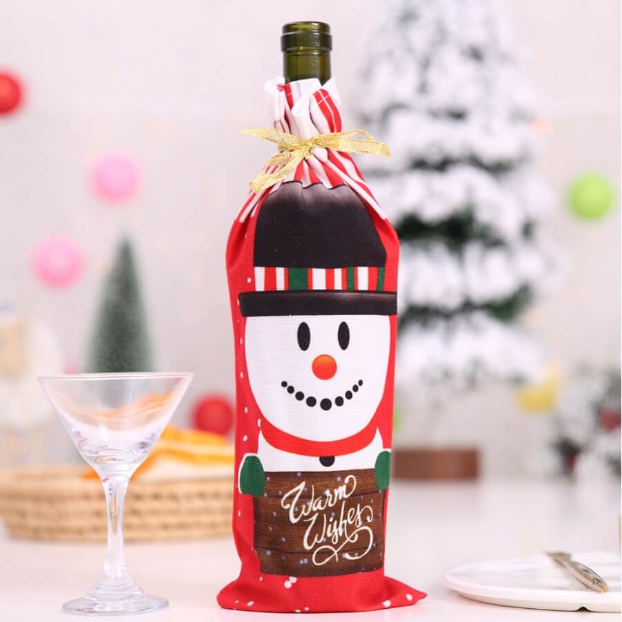 

Lovely Christmas Day Cartoon White Wine Bag