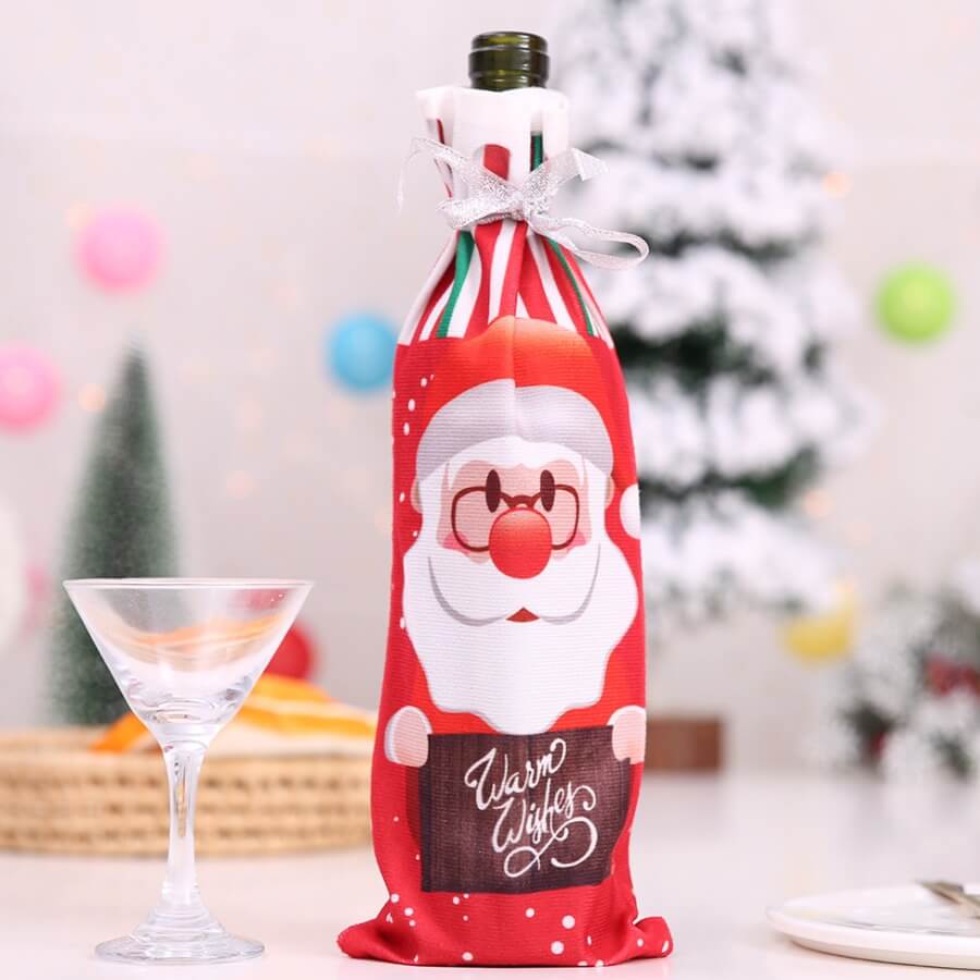 

Lovely Christmas Day Cartoon Red Wine Bag