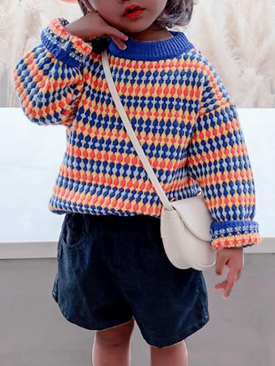 

Lovely Casual Striped Print Blue Girl Sweater
