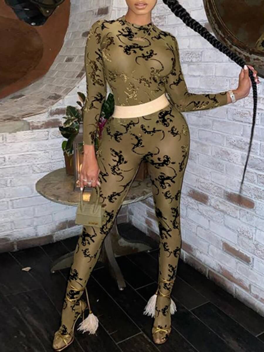 

Lovely Sexy O Neck Print Black One-piece Jumpsuit