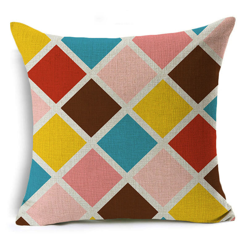 

Lovely Trendy Grid Print Multicolor Decorative Pillow Case, Multi