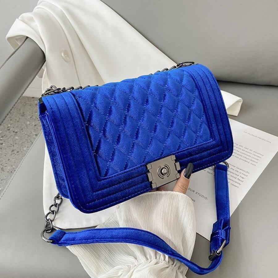 

Lovely Stylish Chain Strap Blue Crossbody Bag