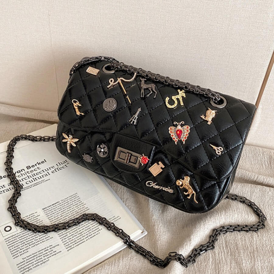 

Lovely Stylish Chain Strap Black Crossbody Bag