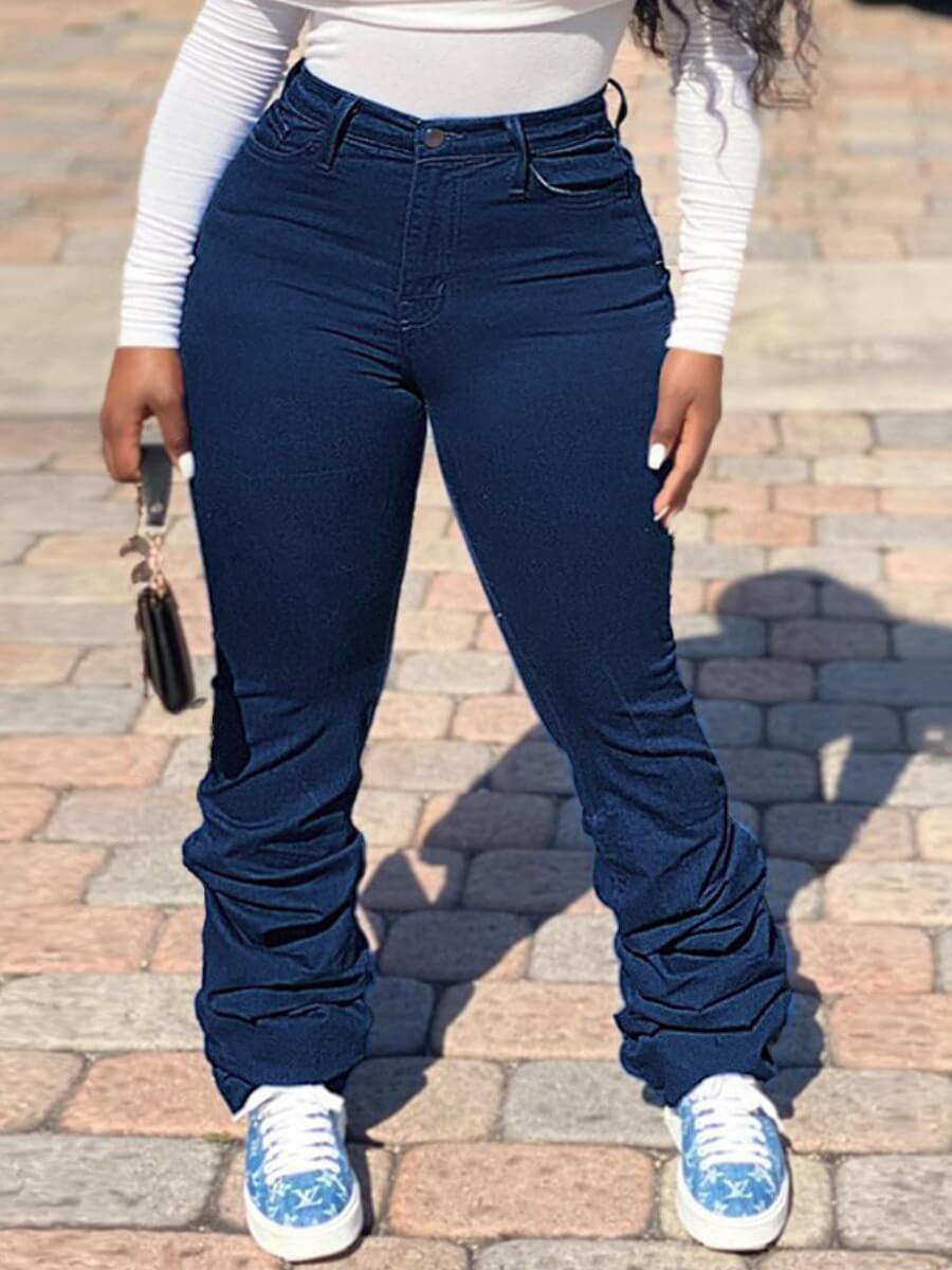 

Lovely Stylish Heap Deep Blue Plus Size Jeans