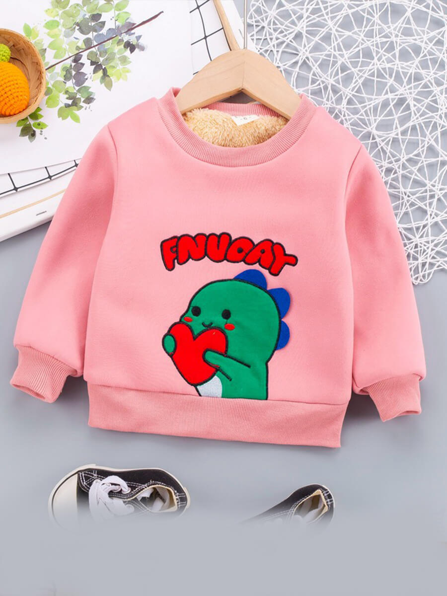 

Lovely Casual O Neck Cartoon Print Pink Girl Hoodie