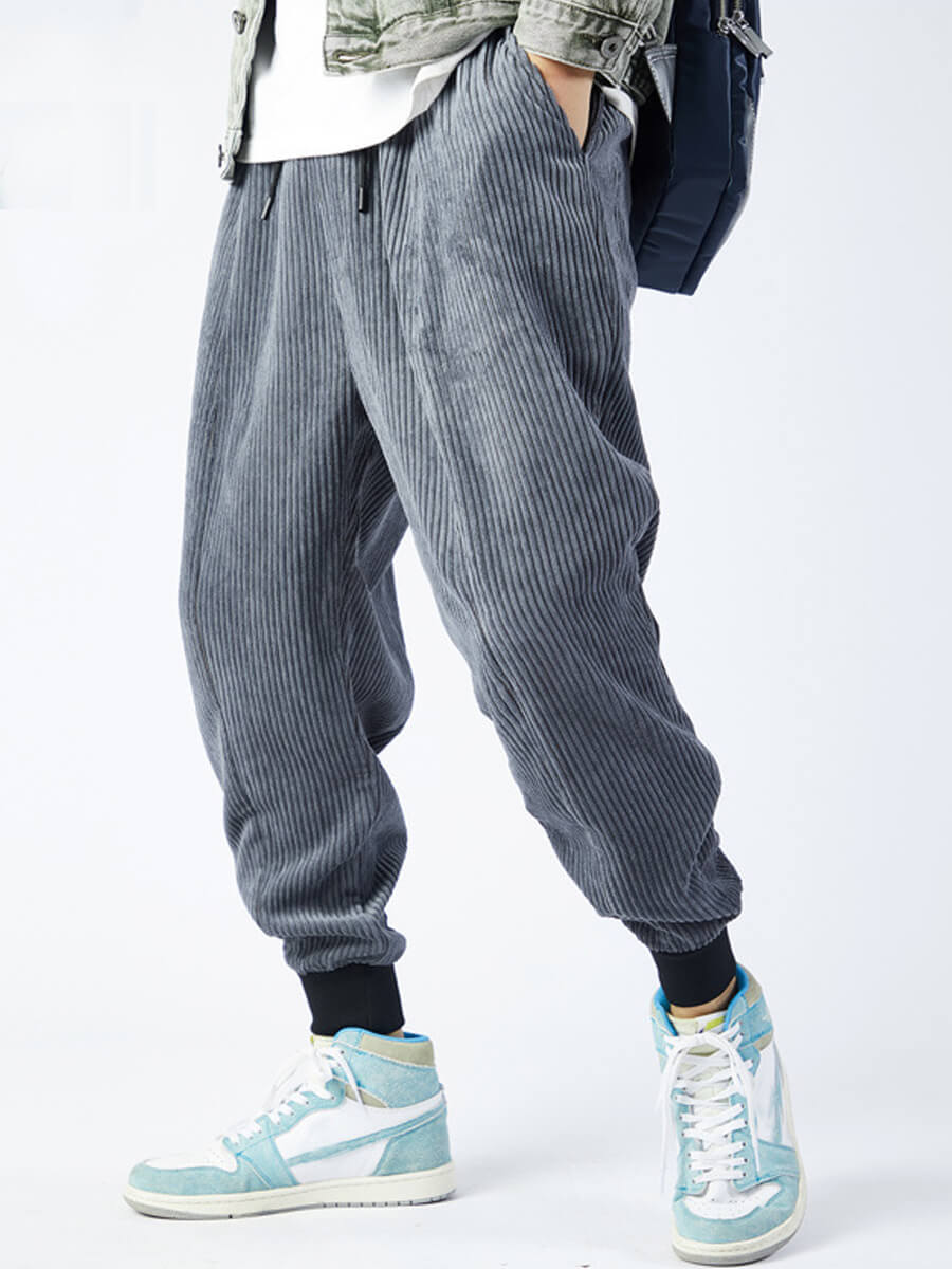 

Lovely Casual Drawstring Striped Deep Blue Men Pants