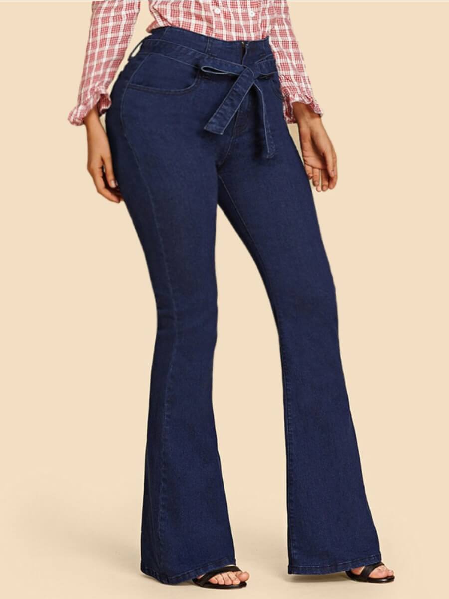 

Lovely Casual Lace-up Deep Blue Jeans