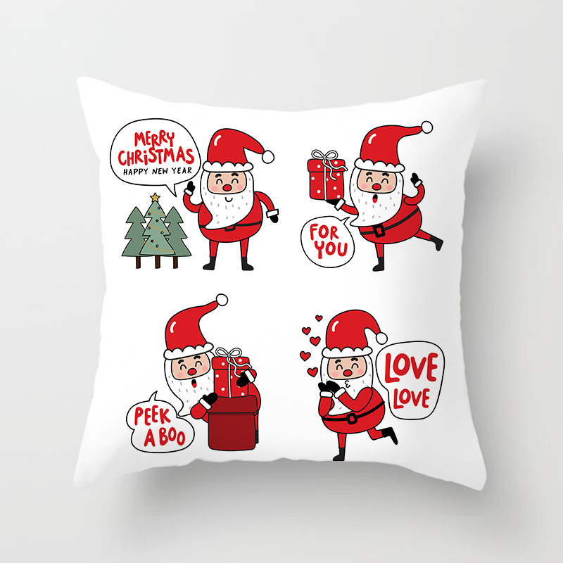 

Lovely Christmas Print White Decorative Pillow Case