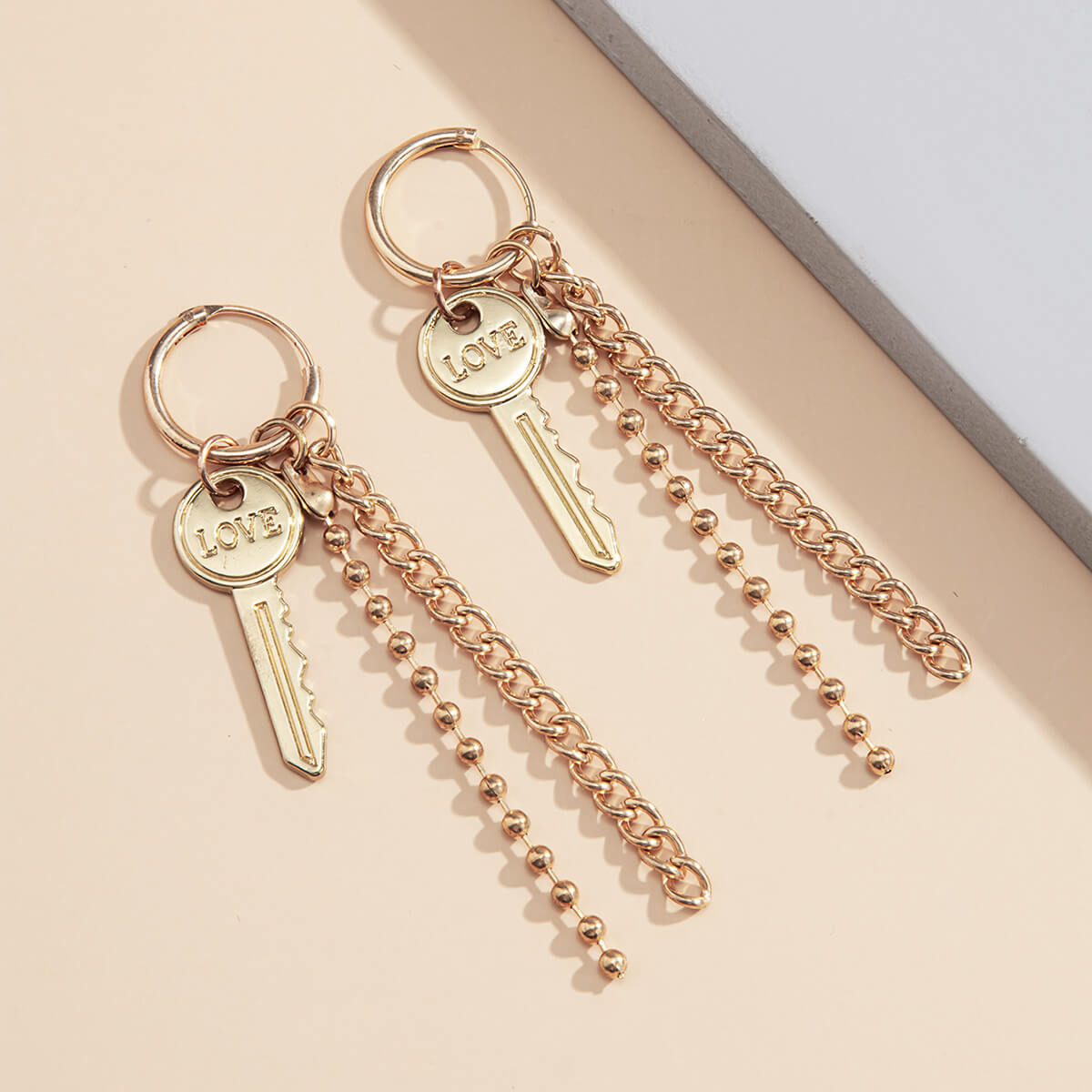 Lovely Trendy Key Gold Earring