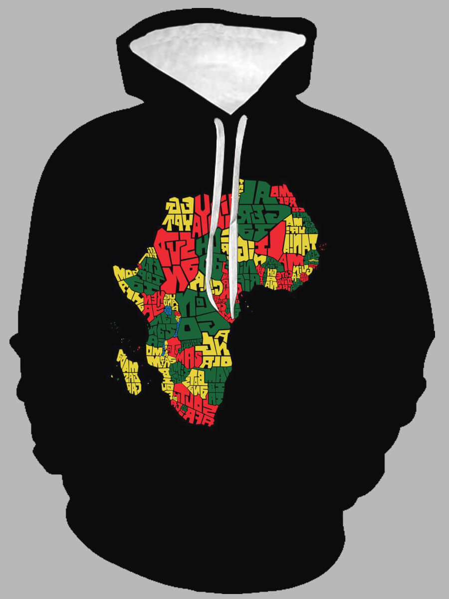 

Lovely Leisure Hooded Collar Print Black Men Hoodie