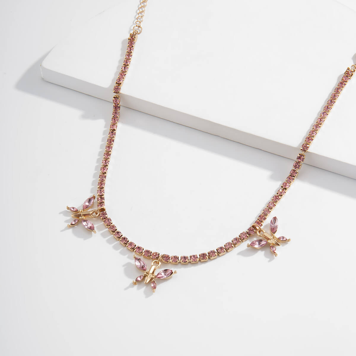 

Lovely Retro Butterfly Pink Necklace