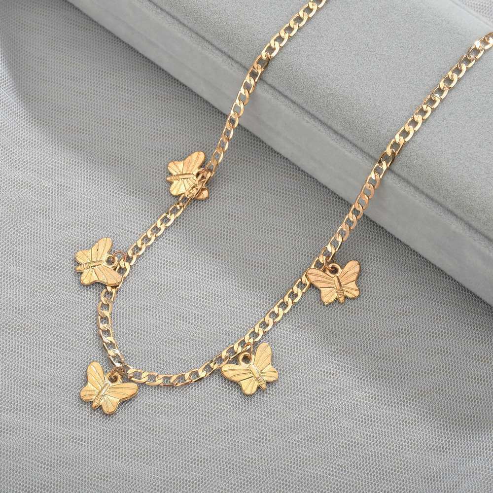 

Lovely Retro Butterfly Gold Necklace