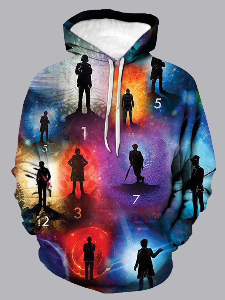 

lovely Casual Hooded Collar Print Multicolor Men Hoodie, Multi