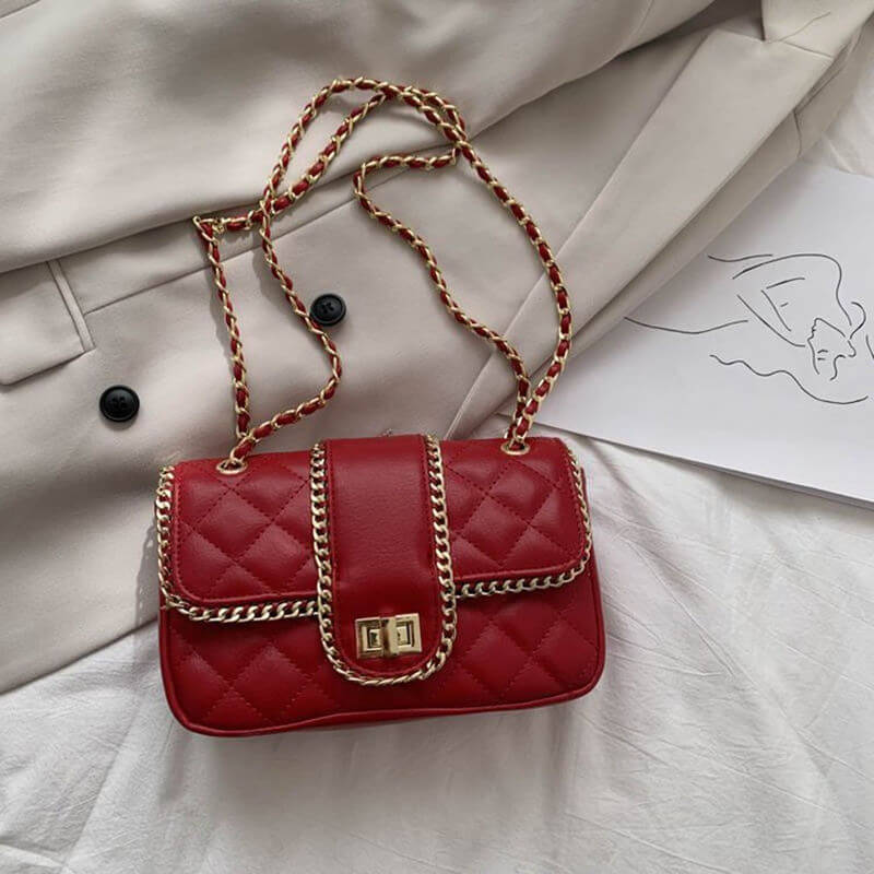 

Lovely Retro Chain Strap Red Crossbody Bag