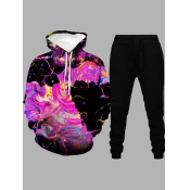 LW Men Hooded Collar Print Multicolor Oversized Pa