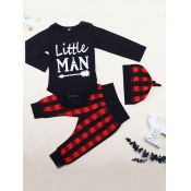 Lovely Casual O Neck Letter Print Black Boy Two-pi