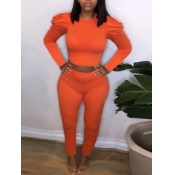 Lovely Casual O Neck Zipper Design Jacinth Two Pie