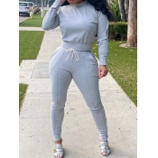 Lovely Casual Mandarin Collar Patchwork Grey Two P