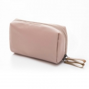 Lovely Trendy Zipper Design Light Pink Makeup Bag