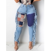 Lovely Street Patchwork Tassel Design Baby Blue Je