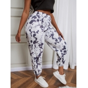 Lovely Casual Print Loose White Pants