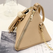 LW Stylish Tassel Design Beige Crossbody Bag