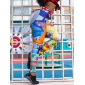 Lovely Sportswear Cartoon Print Skinny Multicolor 