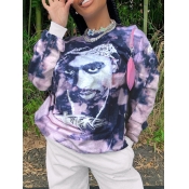 Lovely Street O Neck Print Multicolor Hoodie