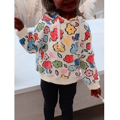 Lovely Casual Hooded Collar Print Apricot Girl Hoo