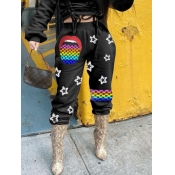 Lovely Casual Print Loose Black Pants