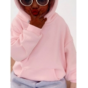 Lovely Stylish Hooded Collar Basic Light Pink Girl