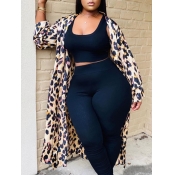 Lovely Casual Leopard Print Plus Size Coat