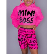 Lovely Street Hooded Collar Letter Print Pink Girl