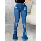 LW Street High-waisted Broken Holes Blue Jeans