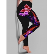 Lovely Casual Butterfly Print Wine Red Plus Size P