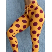 Lovely Casual Dot Print Skinny Yellow Pants