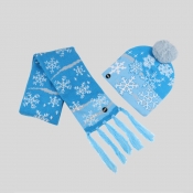 Lovely Christmas Print Tassel Design Blue Hat