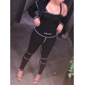 Lovely Trendy Patchwork Black One-piece Jumpsuit