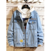 Lovely Stylish Pocket Patched Blue Men Denim Jacke