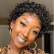 Lovely Stylish Short Curly Black Wigs