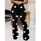 Lovely Stylish Heart Print Black Jeans