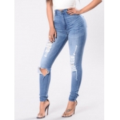 Lovely Street Broken Holes Baby Blue Jeans