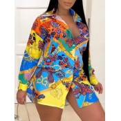 LW Plus Size Floral Chain Print Shirt Dress