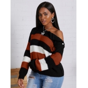 Lovely Casual Striped Patchwork Croci Sweater
