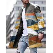 Lovely Men Casual Mandarin Collar Print Multicolor