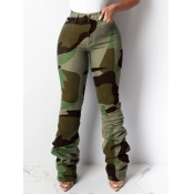 Lovely Casual Camo Print Army Green Jeans